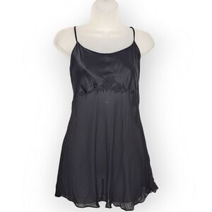 Victoria's Secret Vintage 90s Black Silk Babydoll Chemise size Medium